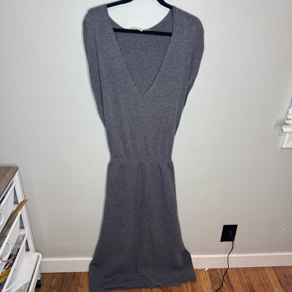Anthropologie Matinee Midi Wool Belted Sweater Dress Gray - Picture 7 of 16